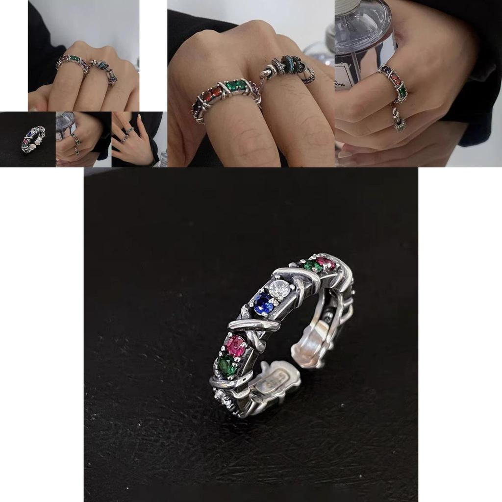 Unique Vintage Style Adjustable Rainbow Zircon Ring For Women Fashion Jewelry