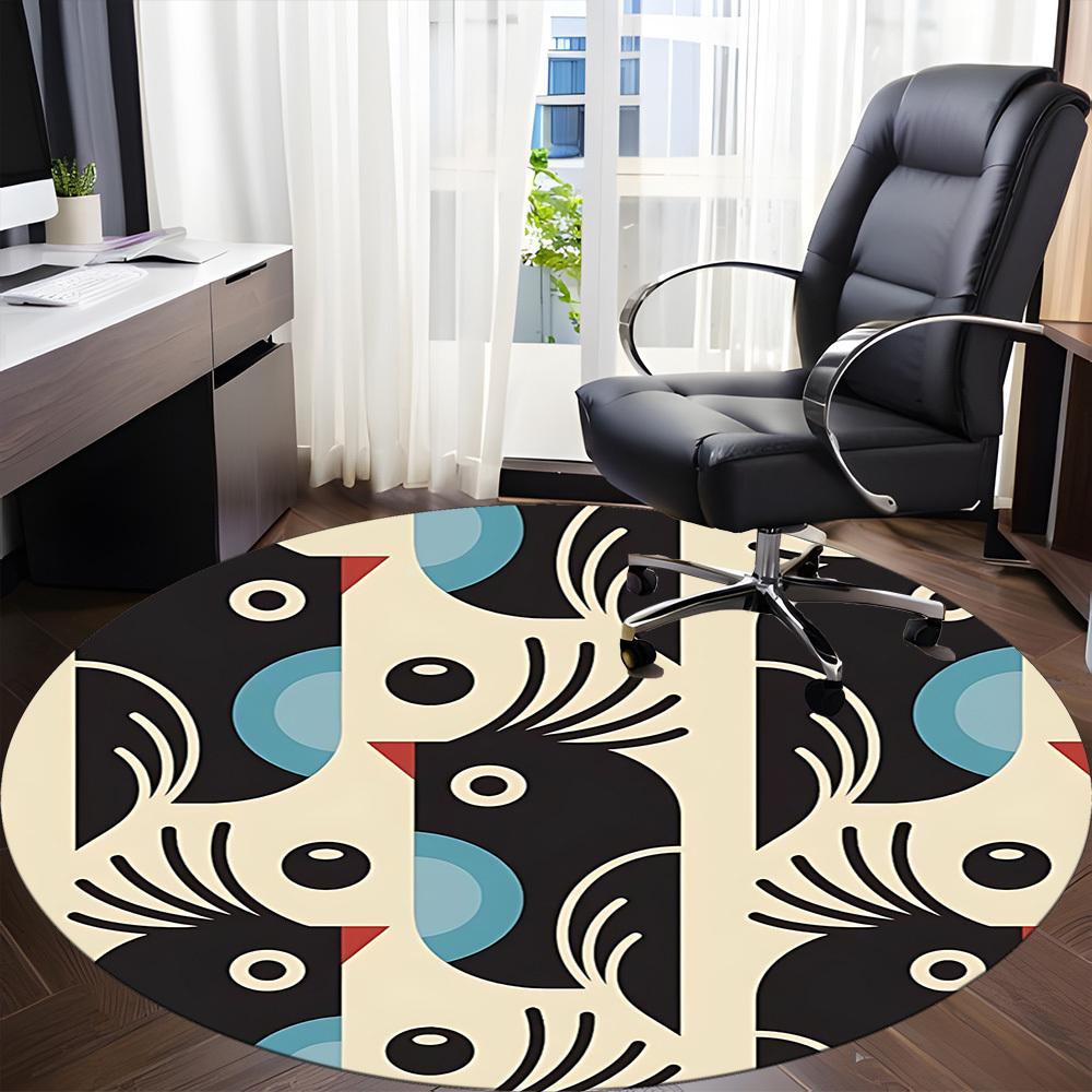1pc Abstract Art Office Round Area Rug, Indoor Mat Suitable For Office, Under Office Chairs Bedroom Living Room Home Decor, Room Deco