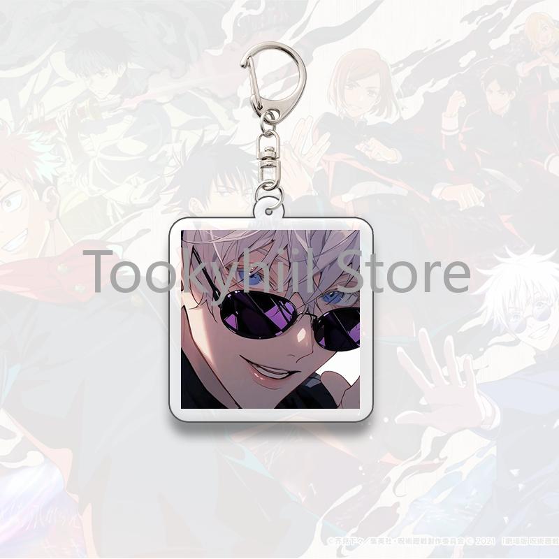 Gojo Satoru Porte-clés Carré Petit ami Exquis Sac à dos Figurine Anime Décoration Pendentif Dessin Animé Itadori Yuji Collectionner Accessoires 4cm framboise