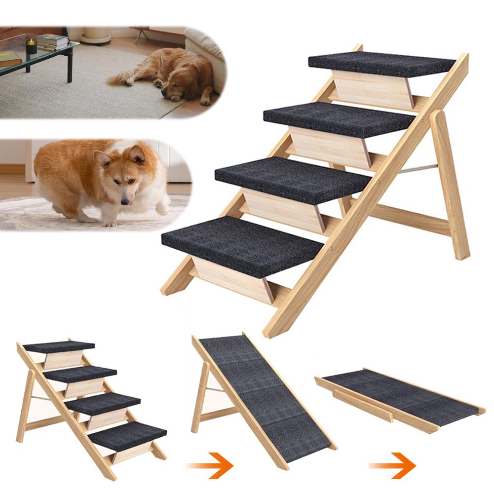 Outdoor Steps Wooden Cat Climbing Ladder Non-slip Carpeted Ramp Ladder Portable Pet Ramp Stair for Indoor Outdoor Pet Toys