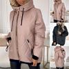 Winter Down Coat with Hood And Drawstring Zipper Closure Windproof Padded Outerwear Warmth Retention Slim Fit Cold Weather Coat