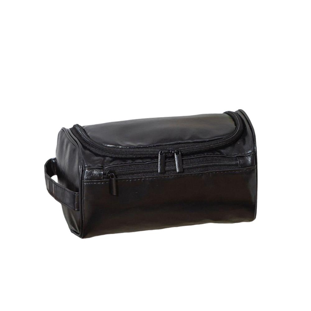 Travel PU Leather Men Toiletry Bag Vintage Luxury Zipped Cosmetic Bag Large Capacity Waterproof Wash Organizer Business
