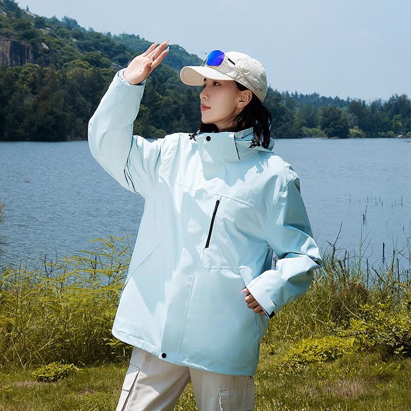 Men Women 3-in-1 Waterproof Windproof Hiking Jacket With Removable Fleece Liner Full Seam Taped Outdoor Shell