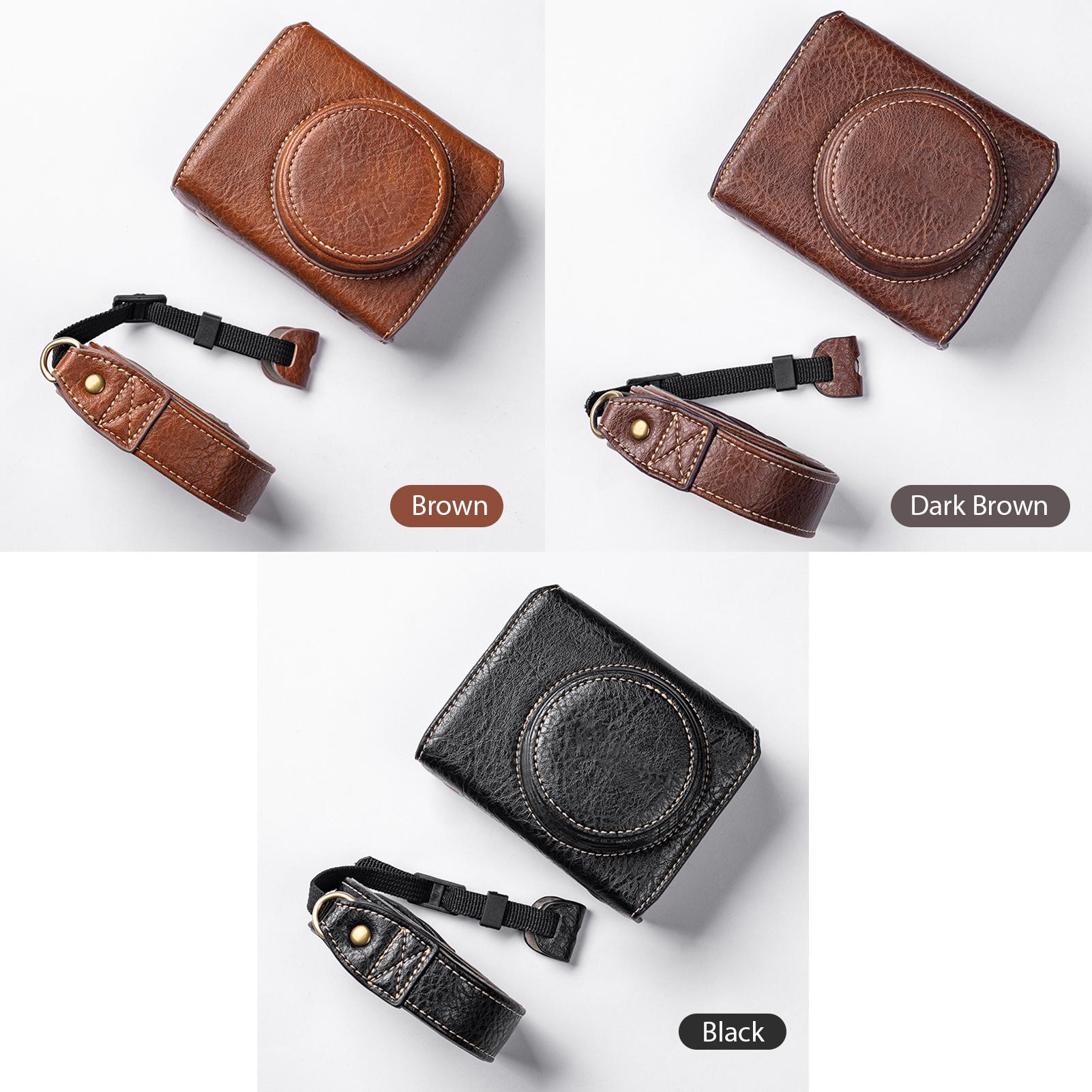 

Digital Camera Protective Case PU Leather Camera Storage Bag with Removable Shoulder Strap Compatible with G7X2 G7X3 дубильная кора