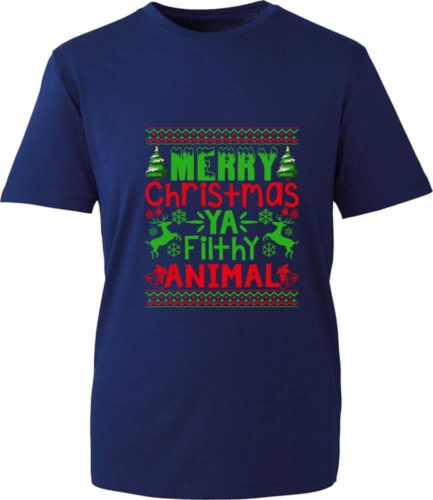 Merry Christmas Ya Filthy Animal TShirt Reindeers Xmas Funny Saying Quote Top S