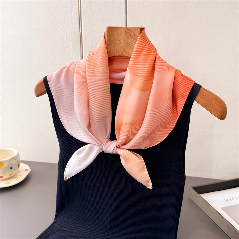 Gradual Change Simple Simulation Silk Printing Square Scarf Shawl Scarf High Sense Neck Small Square Scarf Headscarf Silk Scarf Women