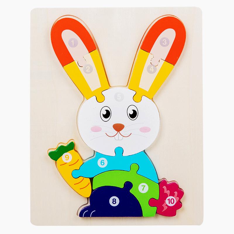 1PCS 3D Puzzle Wooden Animal Jigsaw Puzzle Early Education Color Sorting Learning Educational Toys for Toddlers Gift