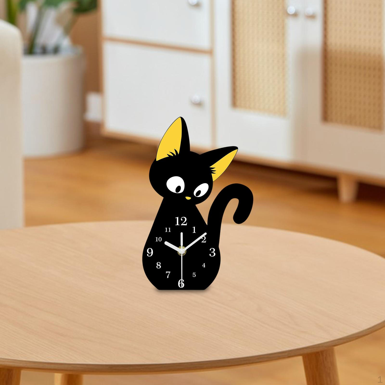 Настольные часы-кошка Настольное украшение Без тиканья Домашний декор Акрил для детской комнаты Яслей