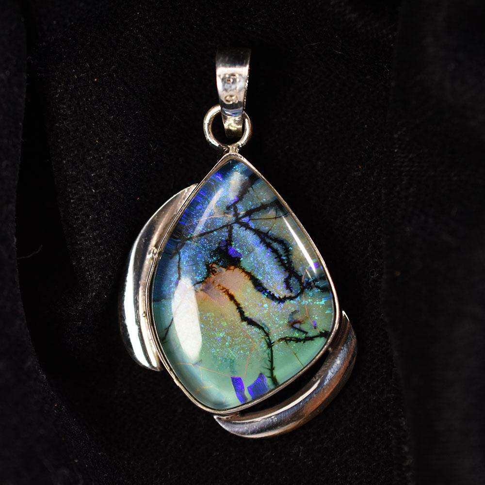 Natural Opal Pendant 35ct Multicolor Fancy 925 Sterling Silver Jewelry October Birthday Birthstone