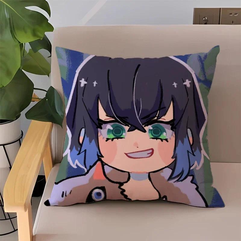 Pillowcase 45x45 Pillow Cases for Bed Anime Demon Slayer Children's Cushion Cover Double-sided Printing Couch Pillows Home Decor