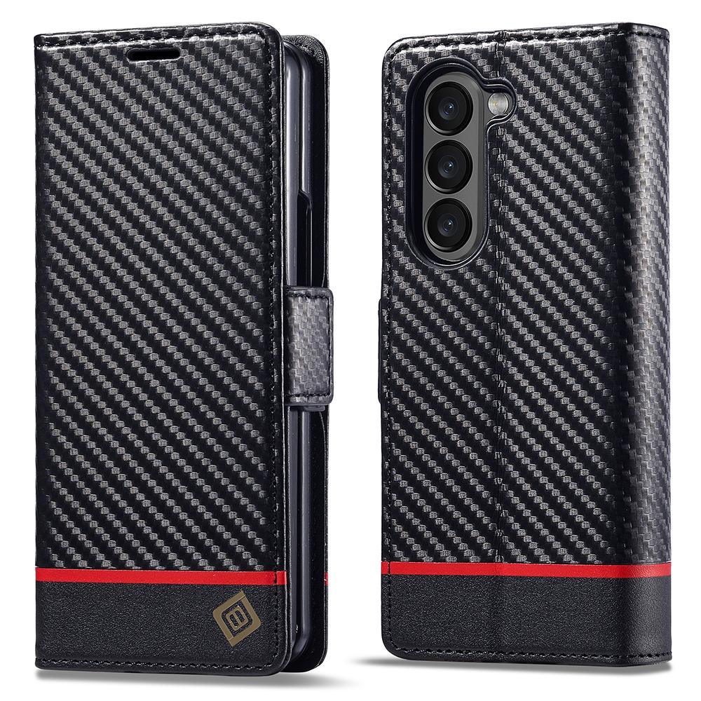 LC.IMEEKE For Samsung Galaxy Z Fold6 5G Case Carbon Fiber Texture Magnetic Closure Phone Cover