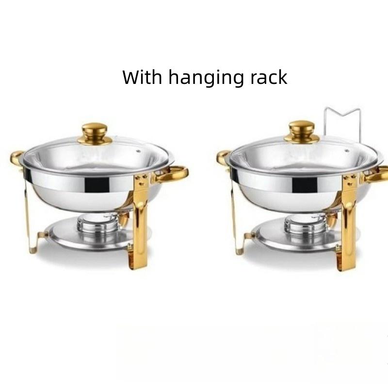 Alcohol Stove Large Capacity Circular Gold-plated Insulated Heating Furnace Hotel Restaurant Stainless Steel Buffet Stove