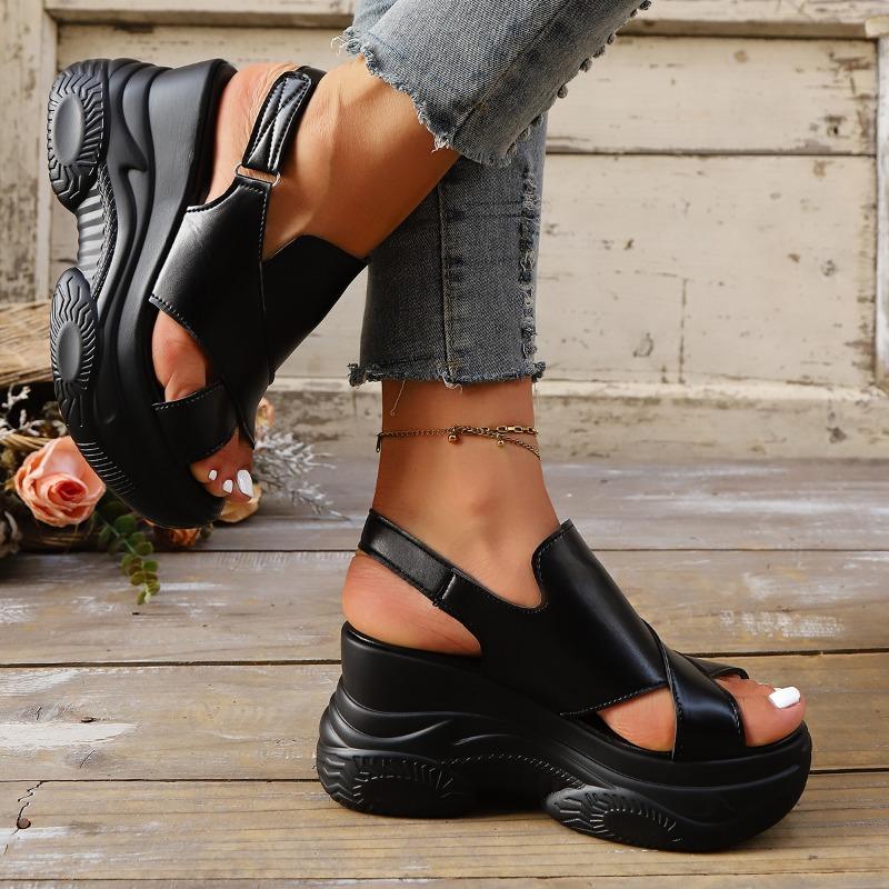 2025 Summer Peep-Toe Women's Sandals New Platform Casual Wedge Roman Shoes Plus Size Height Increasing Comfortable Zapatos Mujer