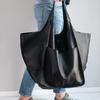Handmade Big Beach Tote Bag High Capacity Zipper Shoulder Solid Color Multifunction Handbags For Ladies