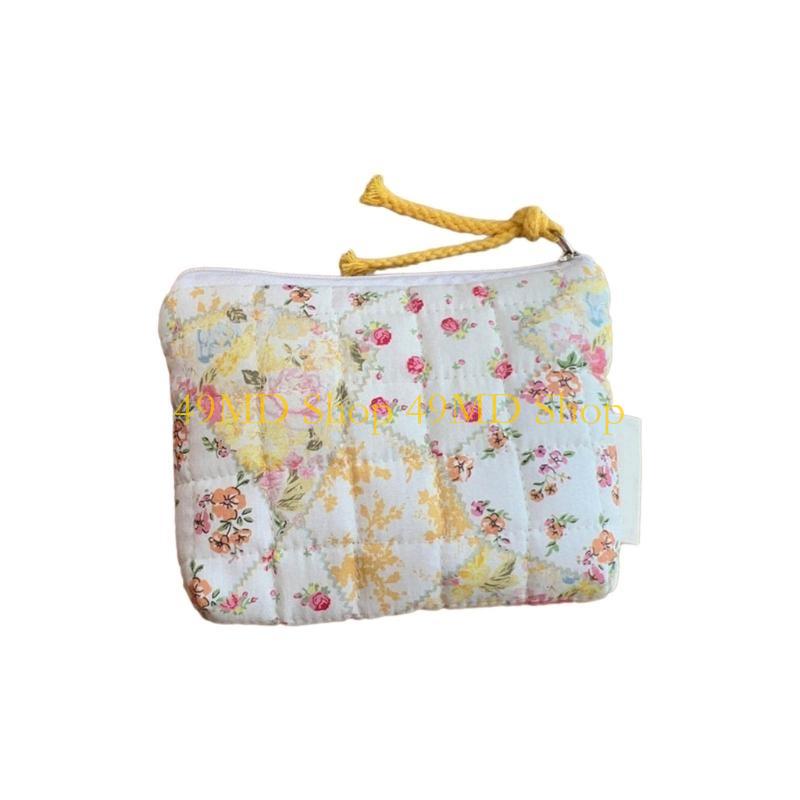 

49MD Small Cotton Coin Case Quilted Makeup Bag Zipper Change Pocket for Women Girls жёлтый