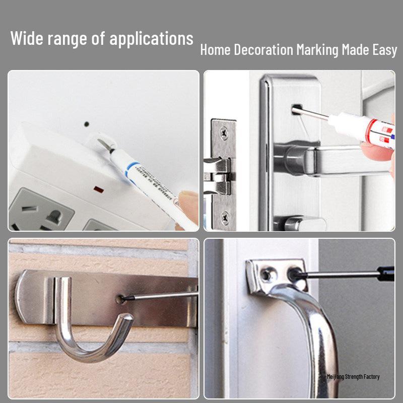 Long Tip Oil-Based Quick-Drying Marker Pen for Woodworking and Construction Deep Hole Marking