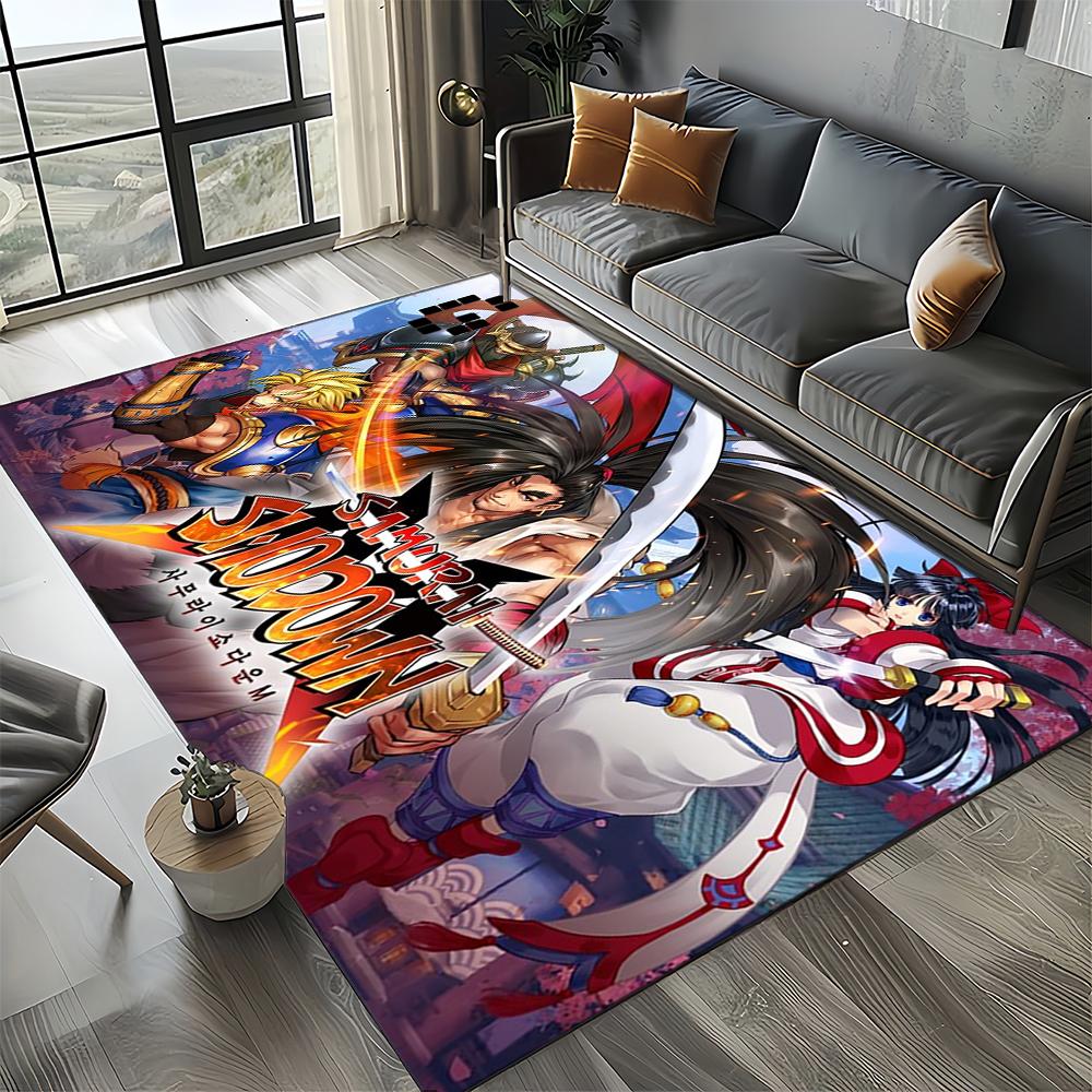 Retro Game Samurai Spirits Shodown Haohmaru Cartoon Carpet Rug for Living Room Bedroom Home Sofa Decoration,Non-slip Floor Mat