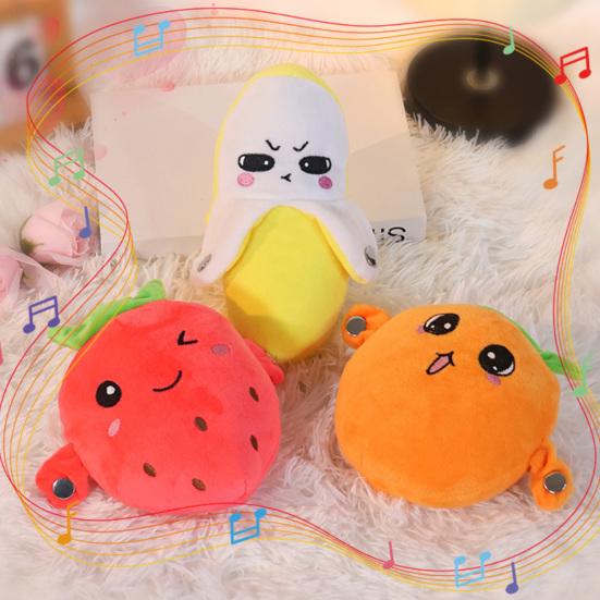 Interactive Musical Plush Toy, Banana Strawberry Sensory Stuffed Animal, Dual Mode Sound Toy for Kids, Battery Operated Christmas Birthday Gifts