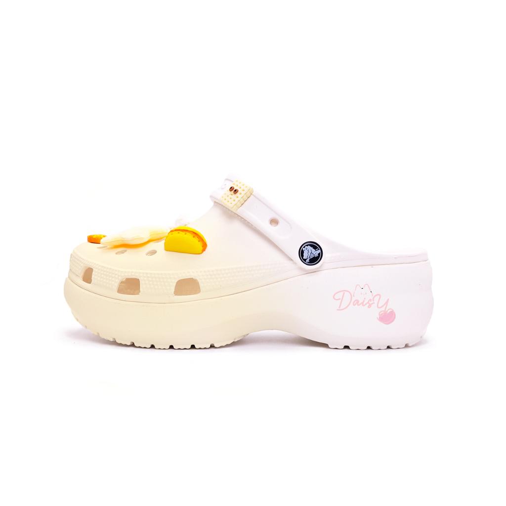 Crocs Classic Platform Clog Butter Kitten EVA Cute Doodle Comfortable Stylish Personality Hole Shoes Women Lemon Yellow