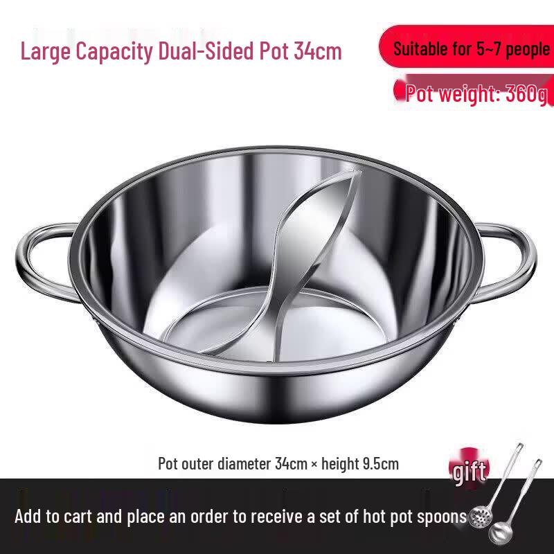 Qiwei 304 Stainless Steel Induction Split Hot Pot
