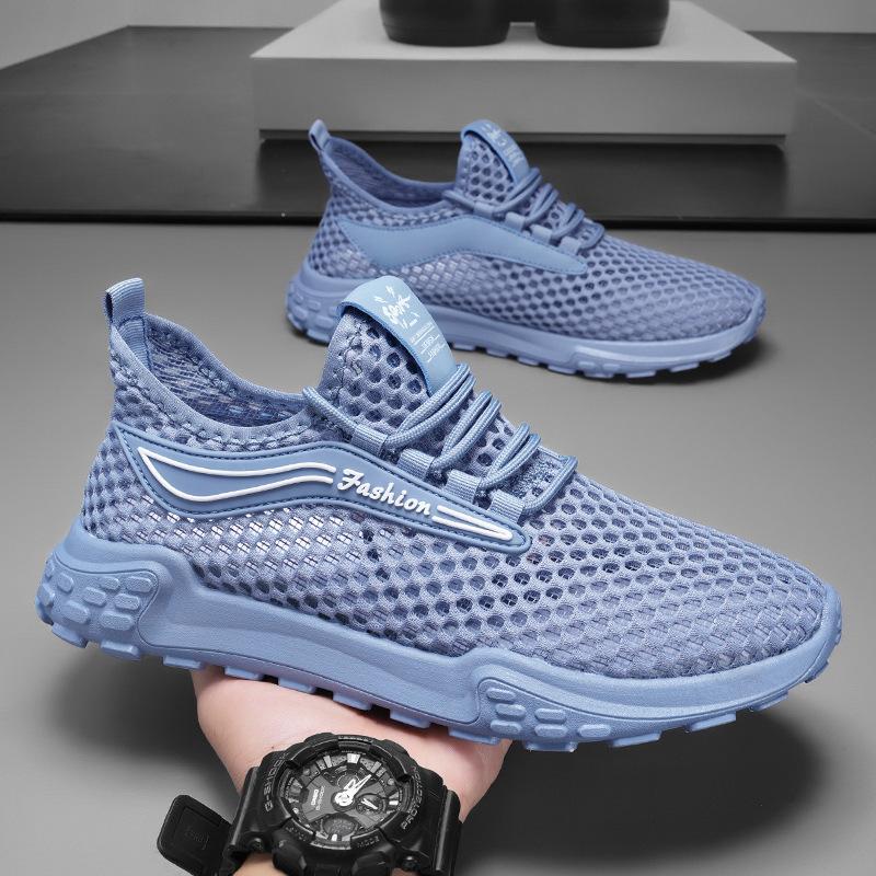 Men's shoes 2024 summer hollow breathable mesh shoes low-top young students running fashion trend casual sports shoes