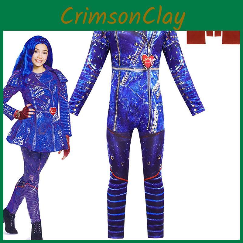 Versatile Kids Evie Cosplay Costume From Descendants 3 With Full Body Design And Easy Back Zipper Closure