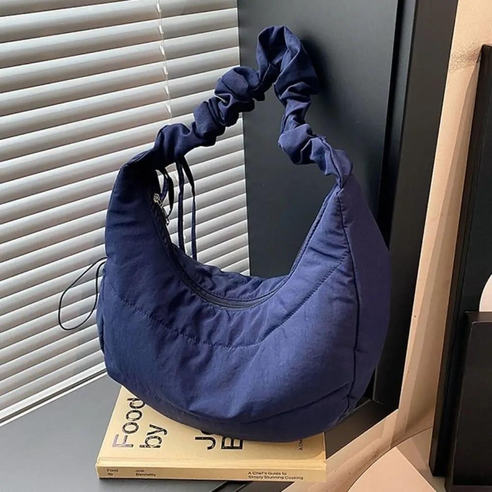 Fashionable Nylon Pleated Shoulder Bag Portable Drawstring Crossbody Bag Underarm Bag INS Korean Style Hand Bag Outdoor