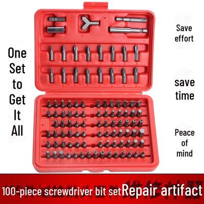 100 Parça Set: Uçlar, Nozullar, Elektrikli Tornavida, Uzatma Çubuğu, Lokmalar, Yıldız, Düz Başlı ve Torx Uçlar.