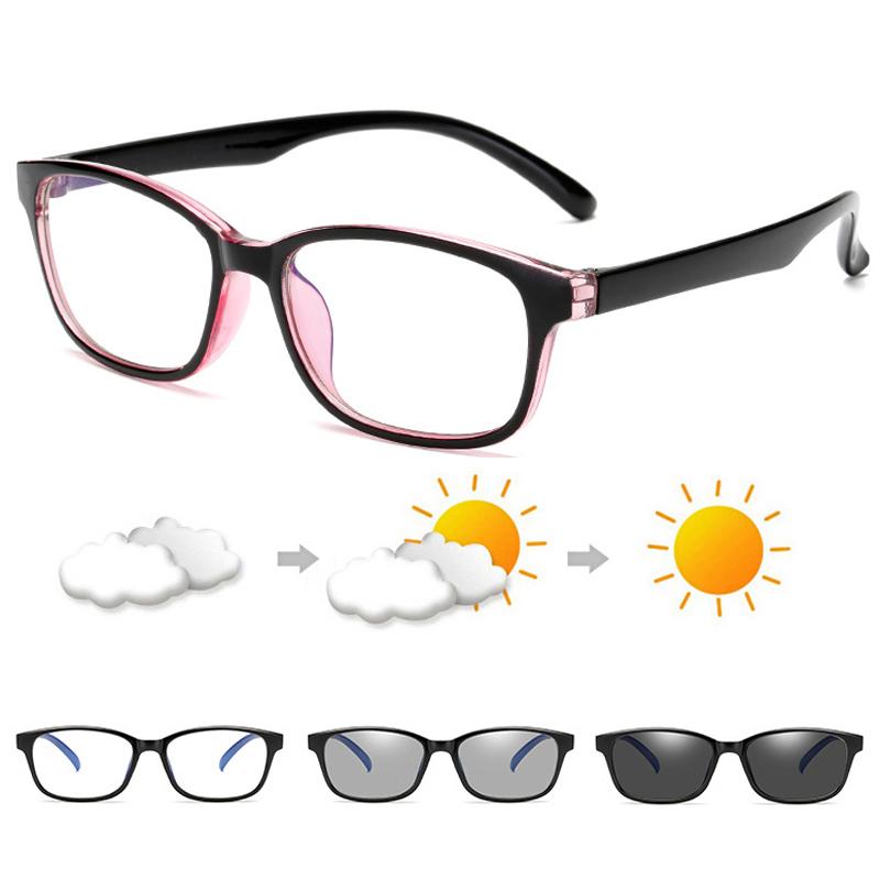 Square Frame Change Color Eyewear Photochromic Eyeglasses Women Men UV400 0 -0.5 -1.0 -1.5 -2.0 -2.5 -3.0 To -6.0