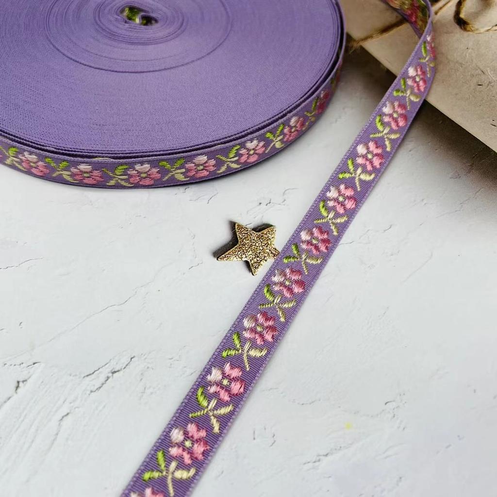 1.2Cm Ethnic Style Small Flower Jacquard Webbing Festival Decorative Ribbon Jewelry Clothing Luggage Accessories