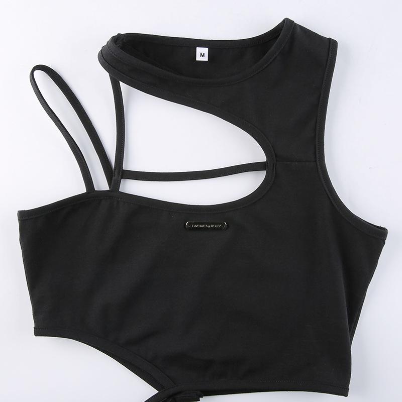 Sommer Dame Mote Street Style Ensfarget Asymmetrisk Spice Girls Utklippet Tanktopp