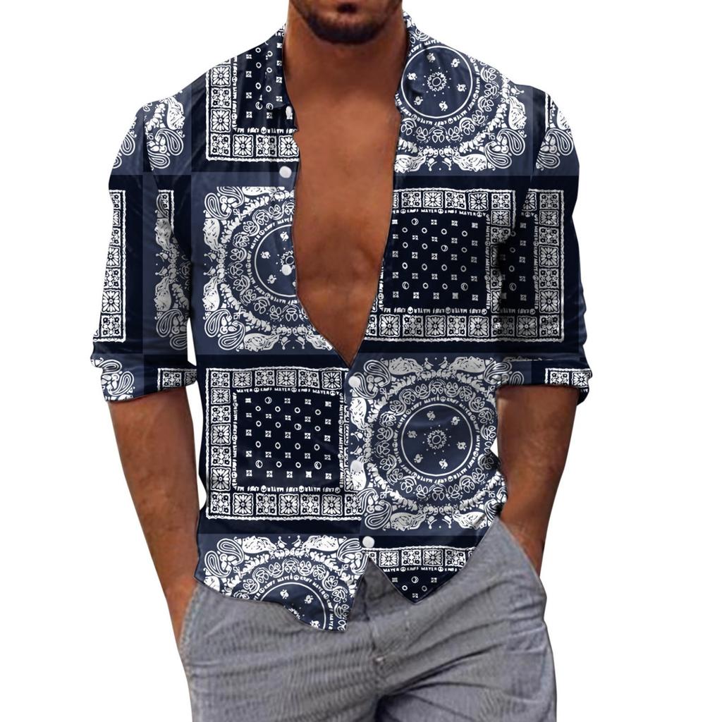 Tribal Pattern Long Sleeve Shirt, Casual Western Style, Ideal For Daily Wear