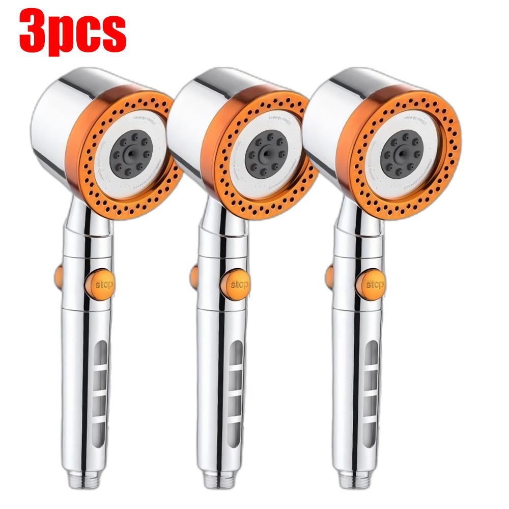6 Modes High Pressure Shower Head ABS Water Saving Filter Showerhead Fall Resistance Bath Shower Nozzle Set with Stop Button