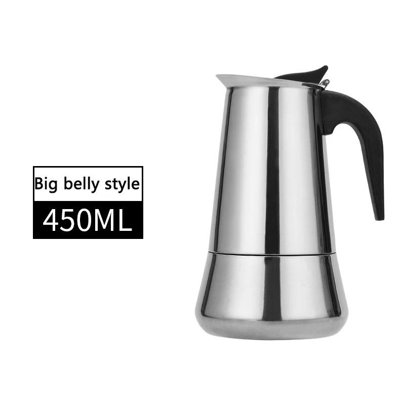 

9-Cup Stainless Steel Moka Pot Portable Stovetop Espresso Maker For Induction Gas/Classic European Coffee Brewer