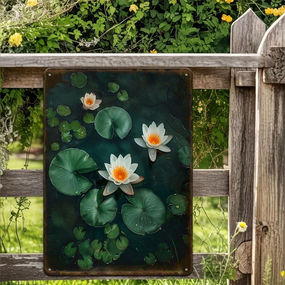 Vintage Metal Wall Poster Teal Rose Teacup 20x30cm Wall Decor