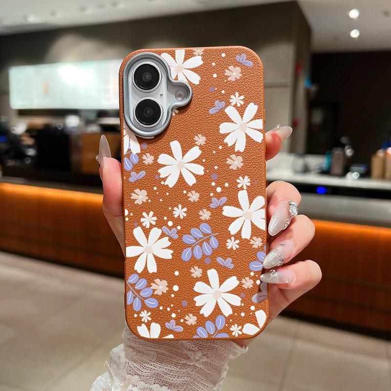 For iPhone 16 15 Pro Max 14 13 12 11 TPU Soft Case Cover Flower Pattern Leather Matte Shockproof Phone Cover For iPhone