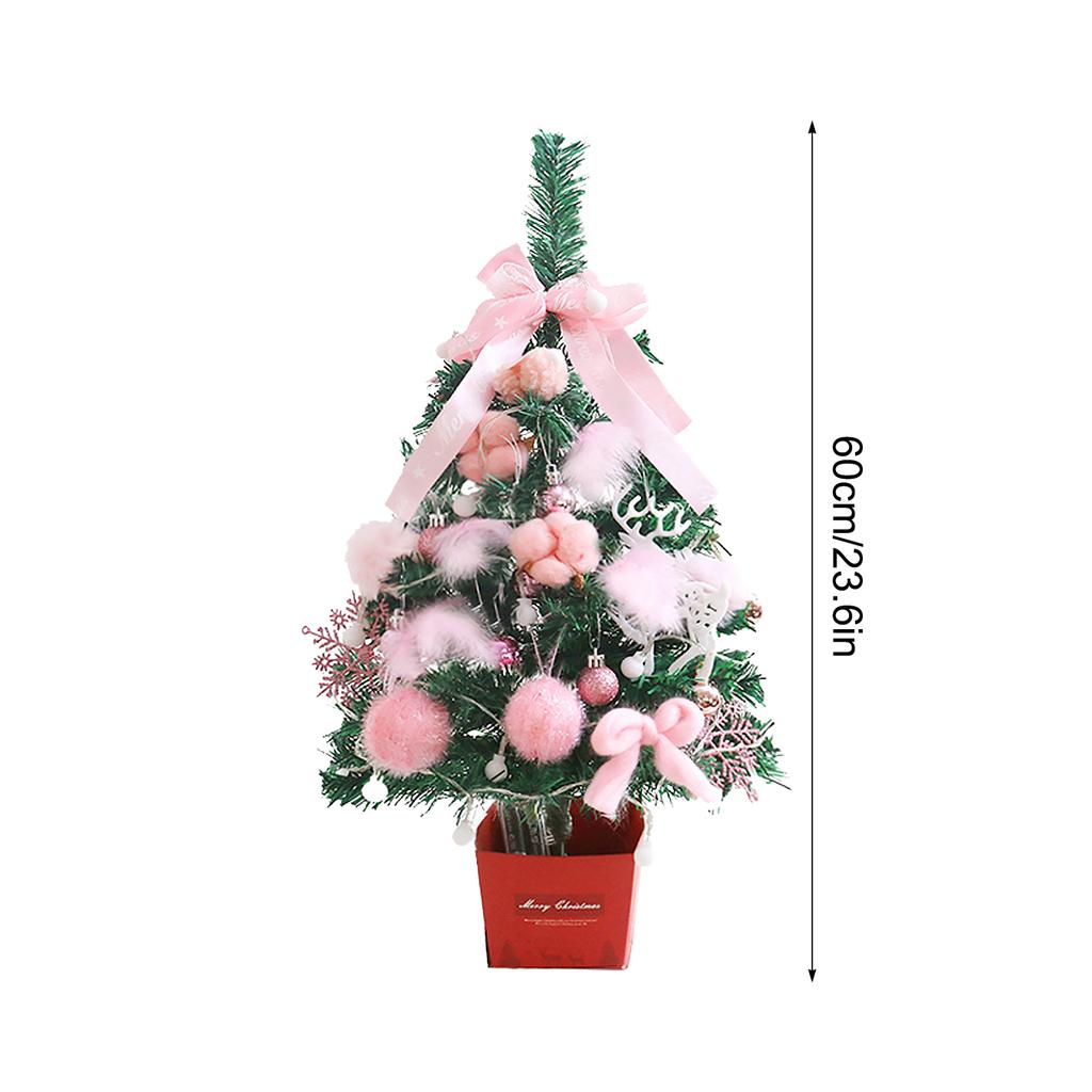 Mini Tabletop Xmas Tree Artificial 60cm Tree Decoration with Warm Light for Weddings Anniversaries Parties