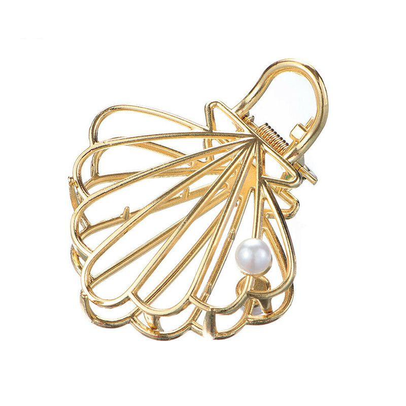 

Fashionable Gold Metal Hair Claw Clips Chic Headwear For Daily And Special Events Shell2