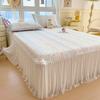 Princess Style A-class Lace Bed Skirt Cooling Mat Three Piece Set, Cool Feeling Ice Bean Bed Skirt Ice Silk Mat Three Piece Set