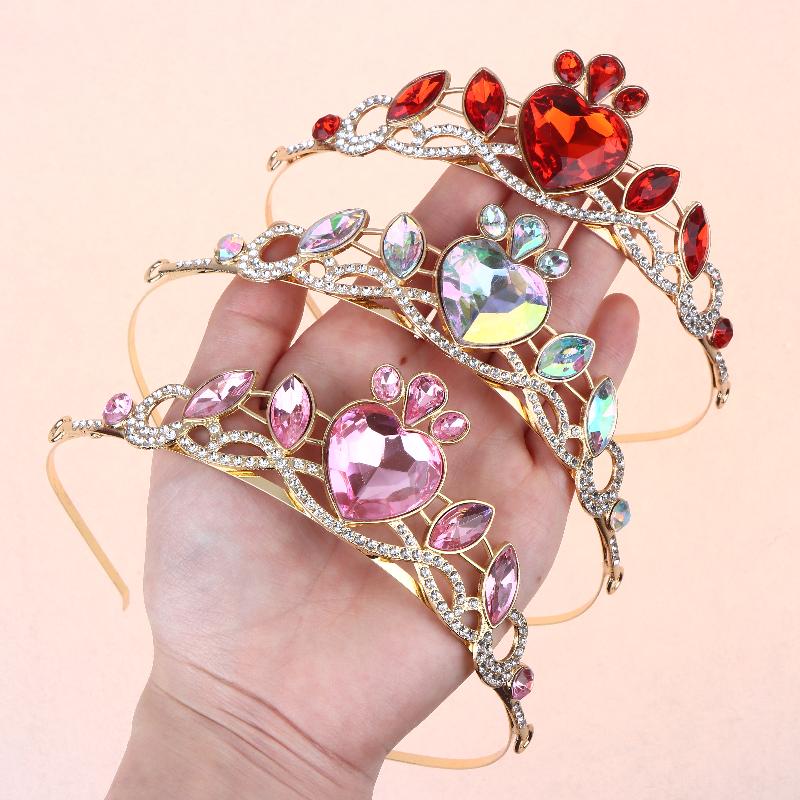 Colorful Elegant Heart Crown For Women Perfect Birthday Gift Party Accessory C-Position Essential Role Play Costome