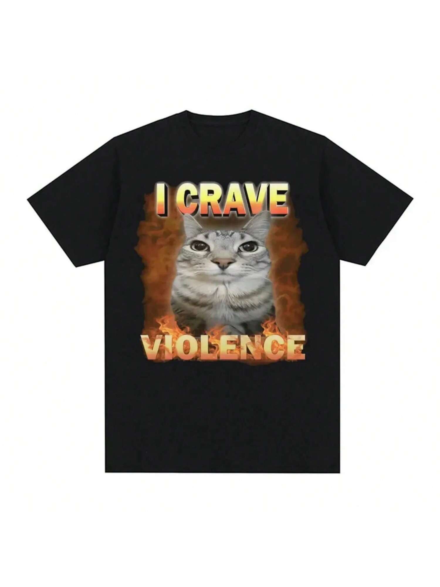 I Crave Violence Funny Cat Meme T Shirts Wo unisex Harajuku Fashion Cute High Quality T-Shirt Wo unisex Tops S разноцветный