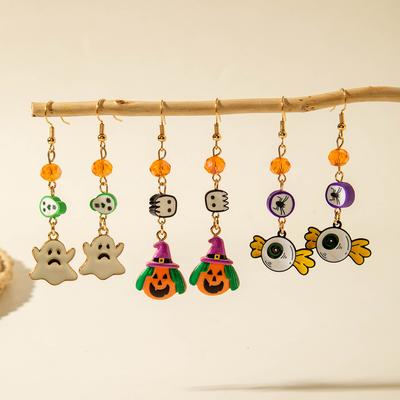Ghost Halloween Carnival Night Ghost Head Doll Blood Eyes Bat Pumpkin Resin Funny Earrings