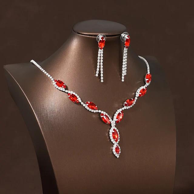 Bride Wedding Simple Necklace Earring Set Exquisite and Elegant for Ladies Suitable for Party Festivals