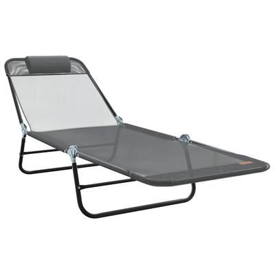 Folding Sun Lounger Gray 182 X 55 X 85.5 Cm Textilene