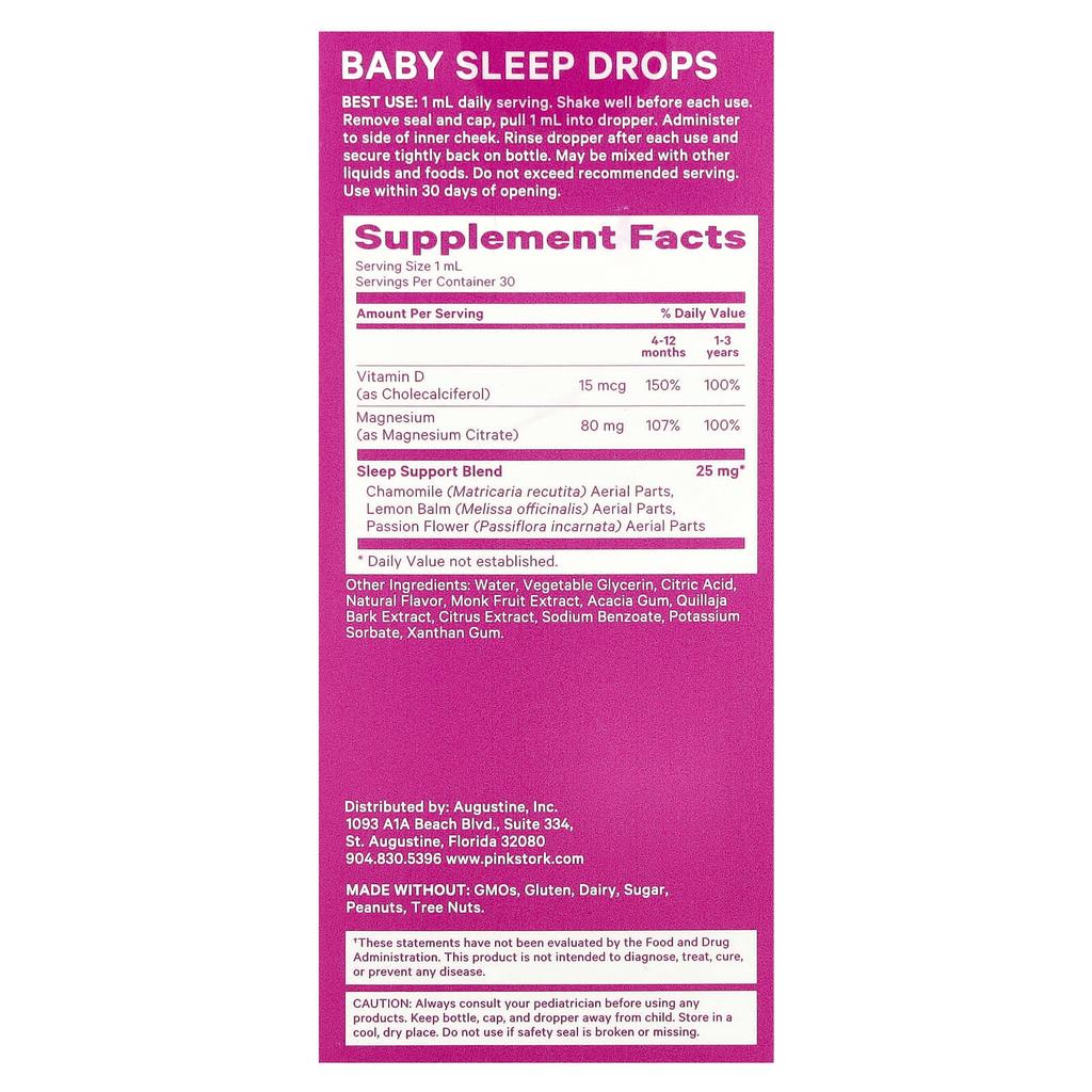 Pink Stork, Baby Sleep Drops, 4+ Months, Mango, 30ml (1fl Oz)