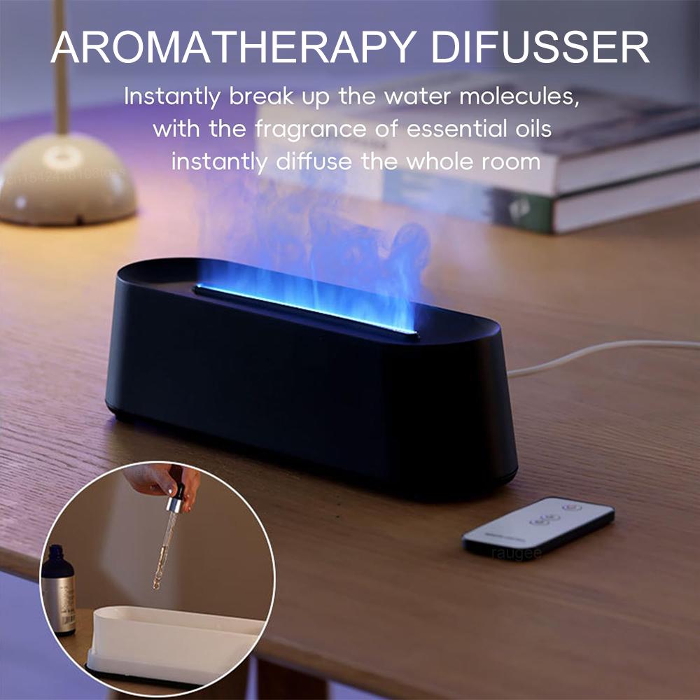 Aroma zvlhčovač vzduchu Barevný plamen Vůně Difuzér 250ML Esenciální olej Difuzér USB Zvlhčovač vzduchu Difuzéry s dálkovým ovládáním