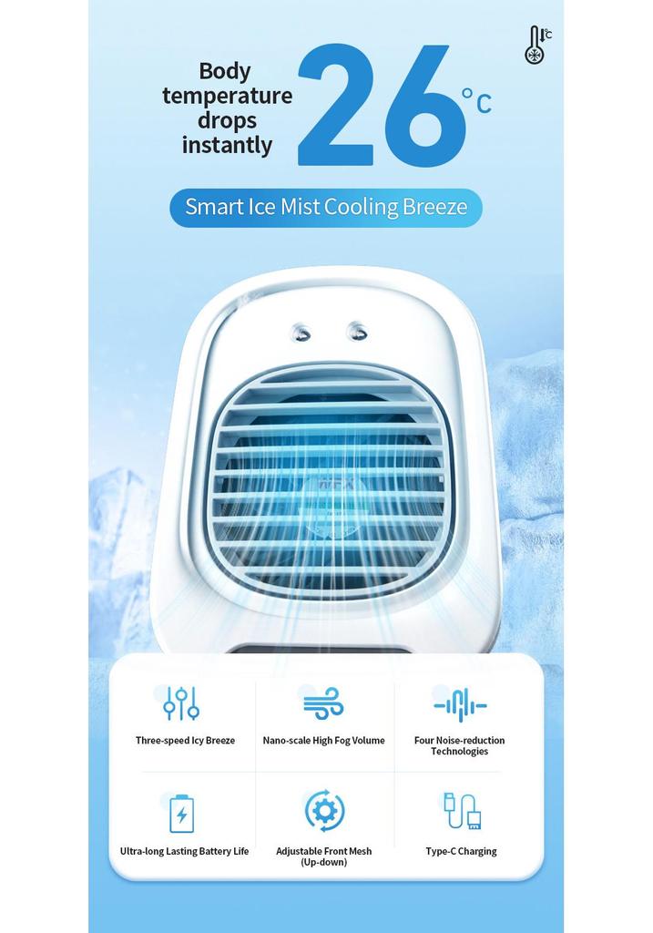 Rechargeable Mini Electric Fan with Spray for Office & Outdoor Use - New Model, Humidifying & Portable for Desk & Students