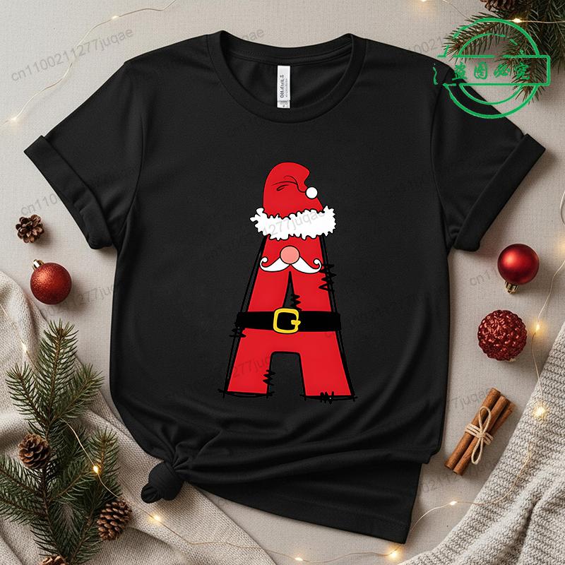 

Santa Alphabet Womens TShirt Personalised Santa Family Christmas Leisure Streetwear Fashion Tees Brand Tshirt Y2k Tops Tshirt S