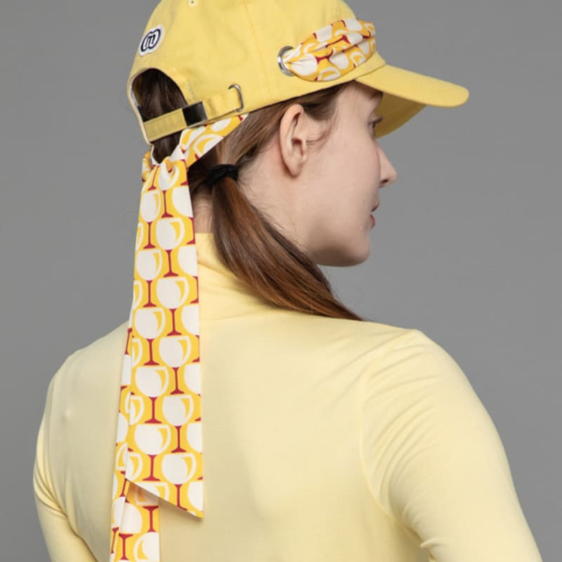 DOYOUKNOWMC ALL SEASON Scarf Ribbon Decoration Soft Type Light Yellow Ball Cap