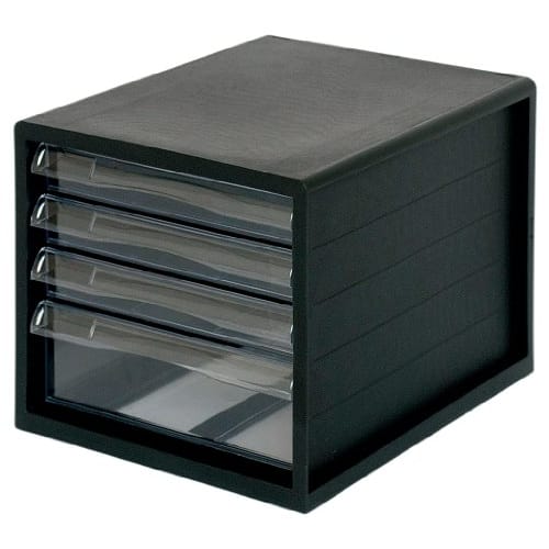 Nakabayashi A4 letter case 4 tiers (3 shallow + 1 deep) Black A4E-04B